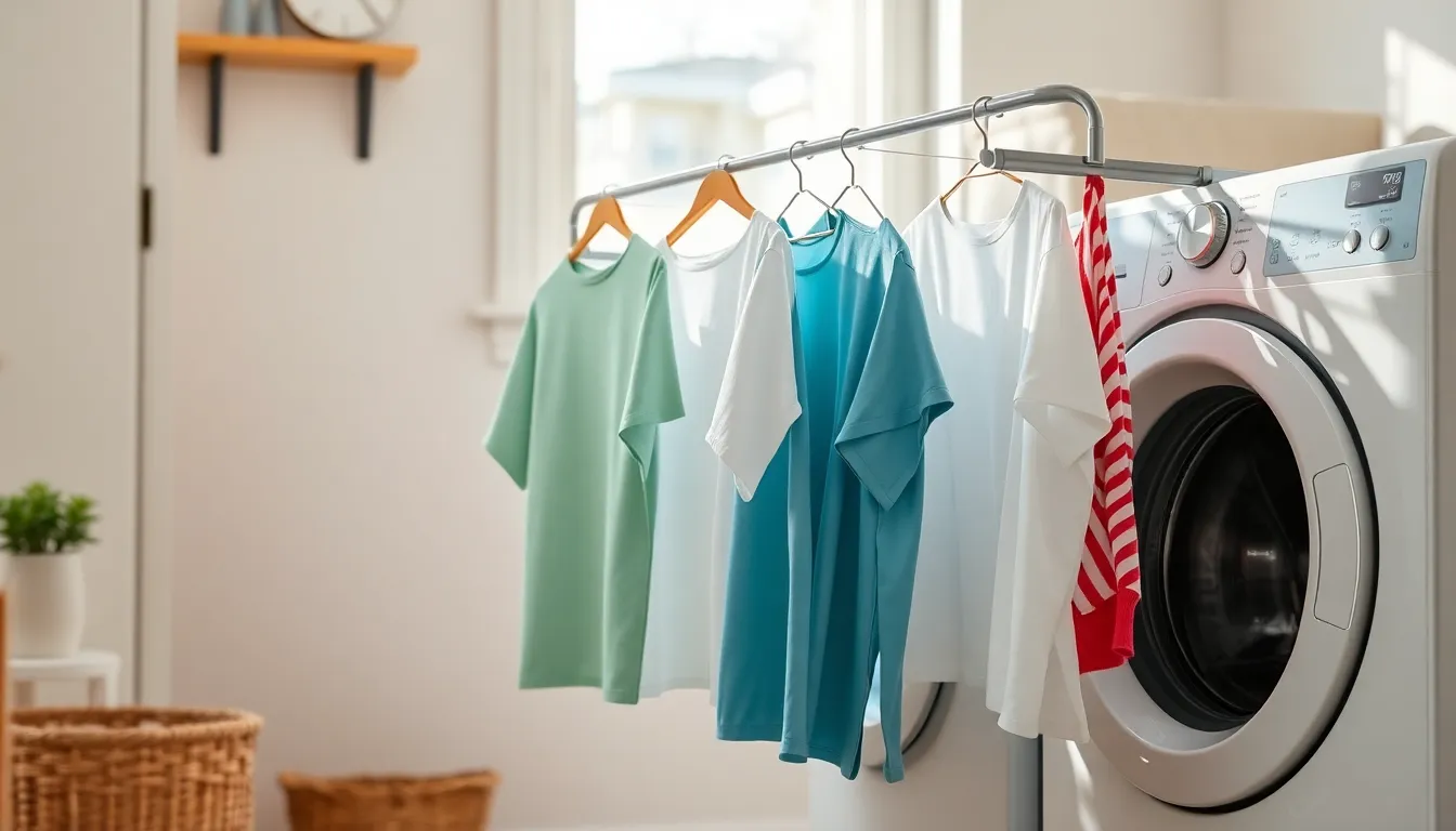 자석식 미니 건조대에 빨래가 널려있는 모습