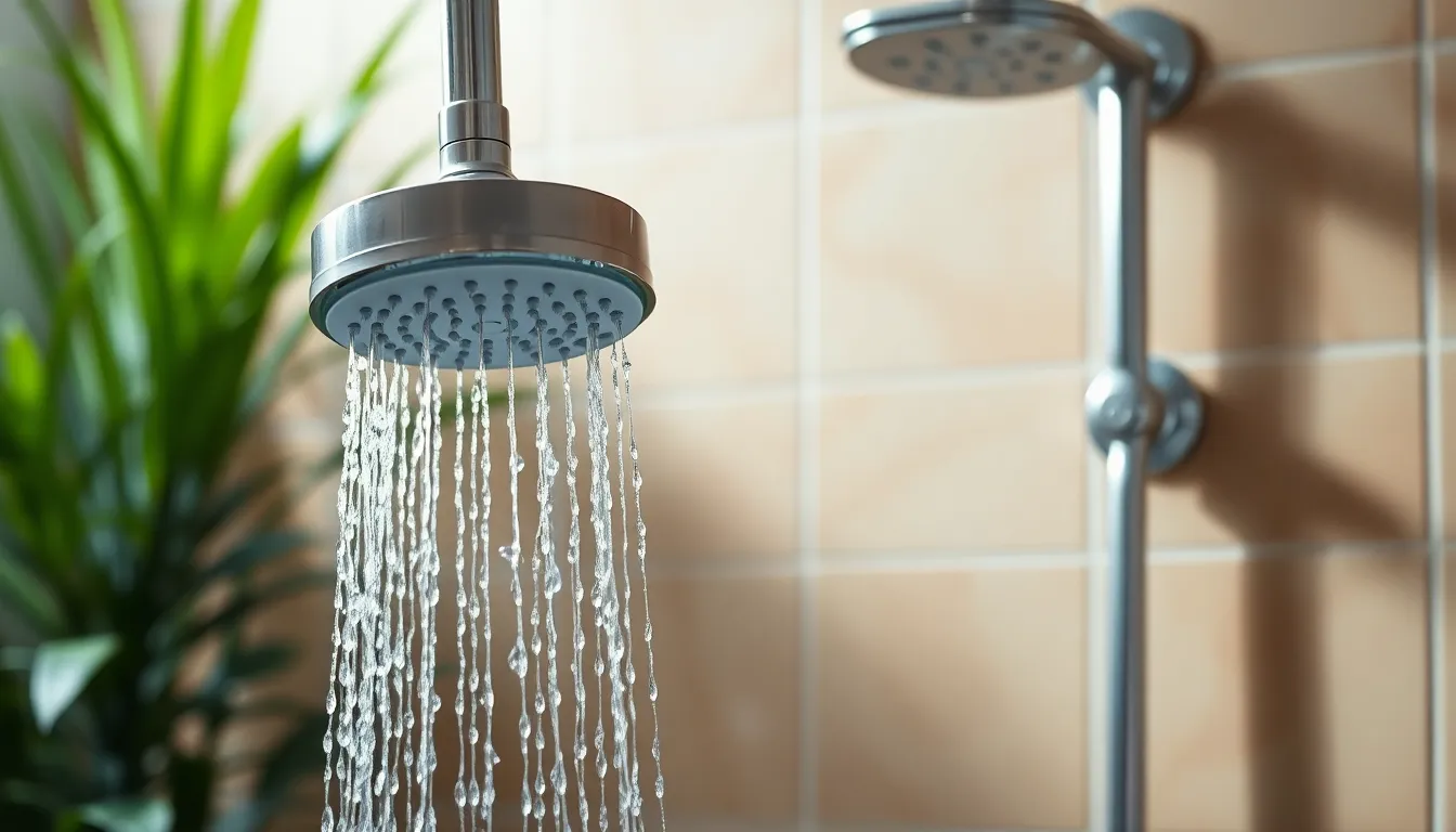 욕실 샤워기 홀더 교체 후 샤워하는 모습. 깨끗한 물로 안심하고 샤워할 수 있습니다.