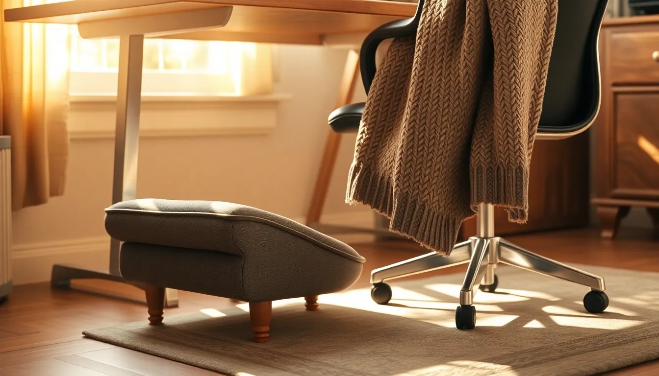 사무실에서 멀티네스트 발받침대를 사용하는 모습