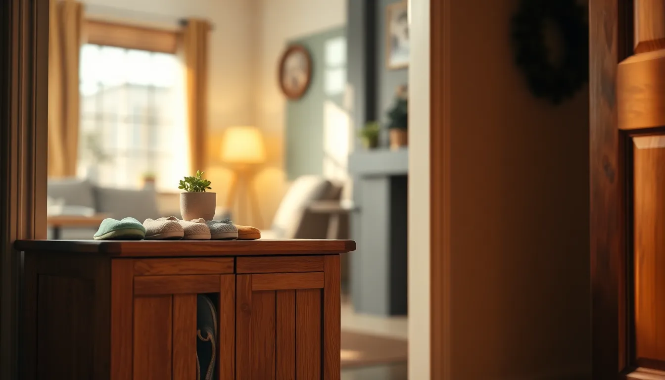 HD 투명 5단 수납장 설치 후 깔끔하게 정돈된 신발들