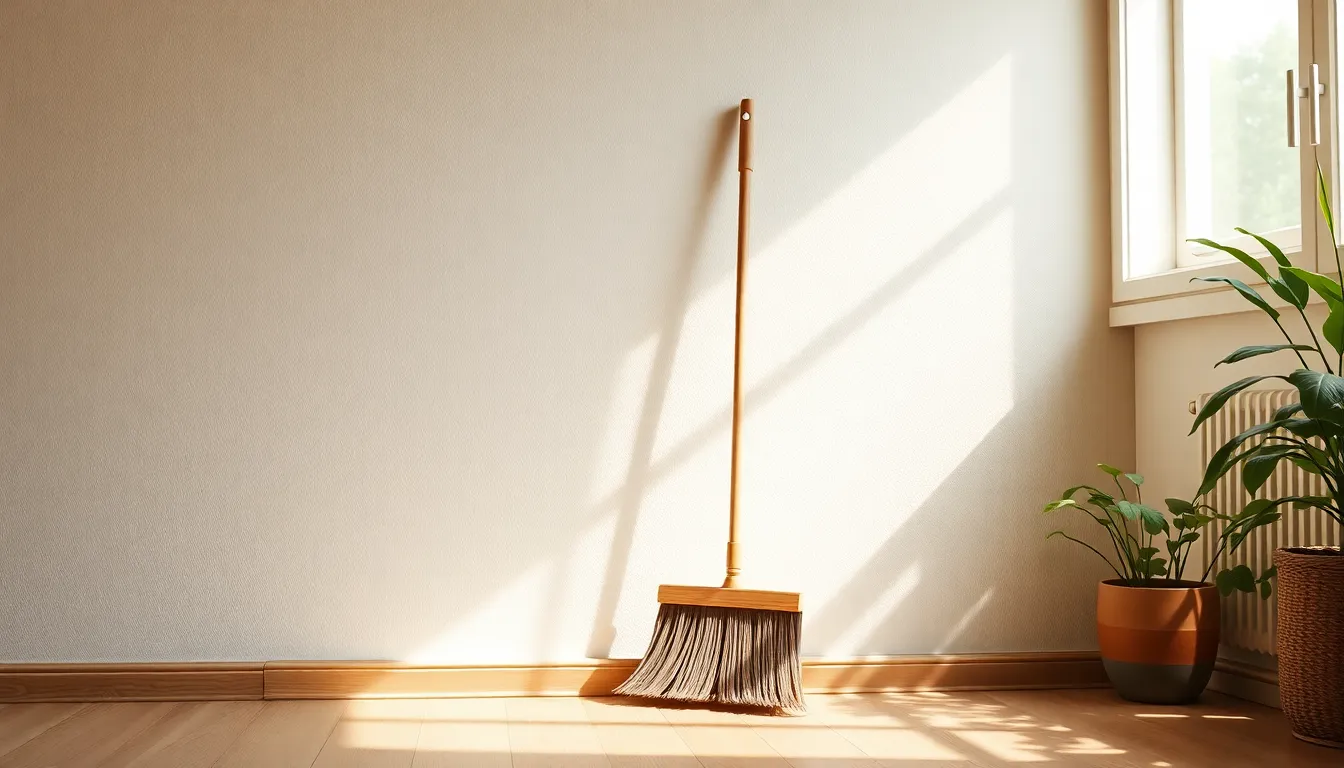 좁은 공간 활용 빗자루 세트