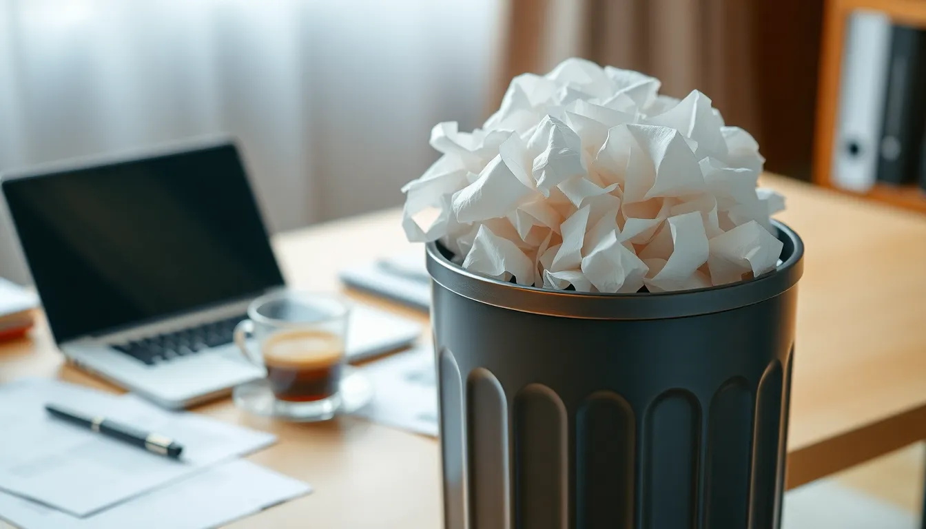 스마트 센서 휴지통 사용 예시 이미지: 주방에서 요리 중인 사람이 손을 가까이 대자 휴지통 뚜껑이 자동으로 열리는 모습