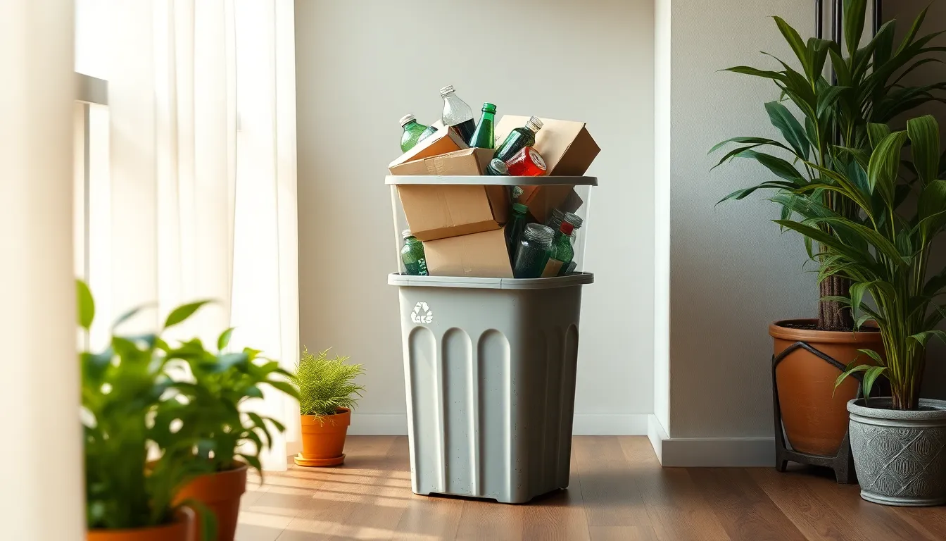 깔끔하게 정리된 베란다 분리수거함