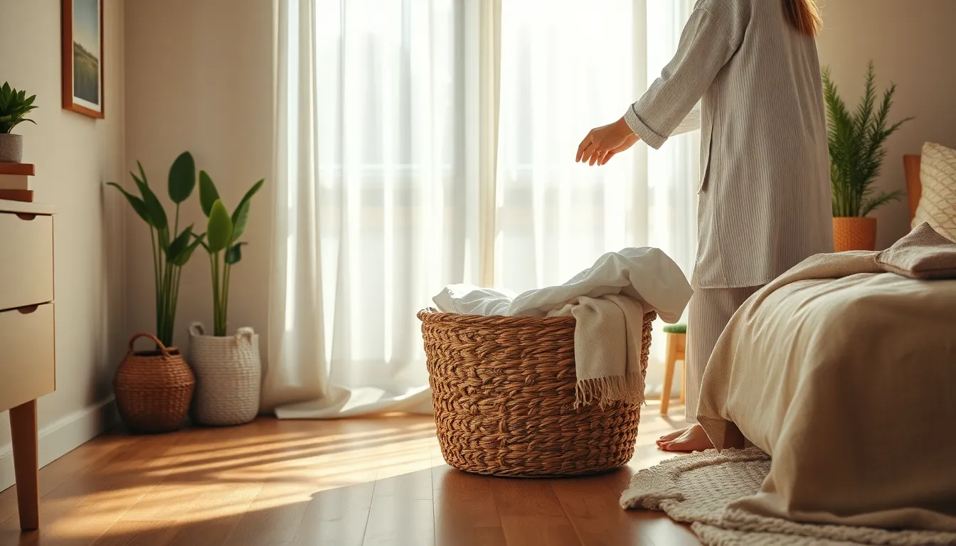 다양한 수납 아이템으로 정리된 방