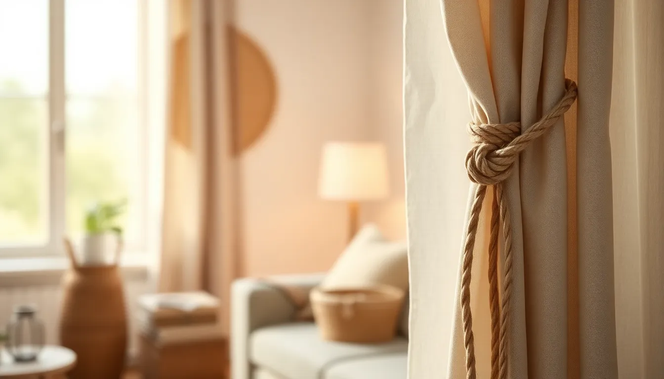 커튼이 설치된 방의 모습