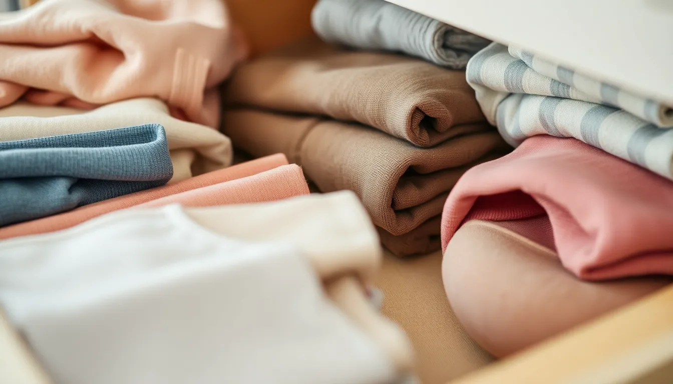 깔끔하게 정리된 속옷 정리함의 모습, 옷장 공간 효율성이 높아진 것을 보여줌