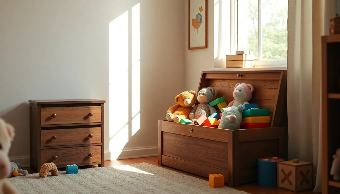 아이 방에 탐사 트롤리가 있는 모습