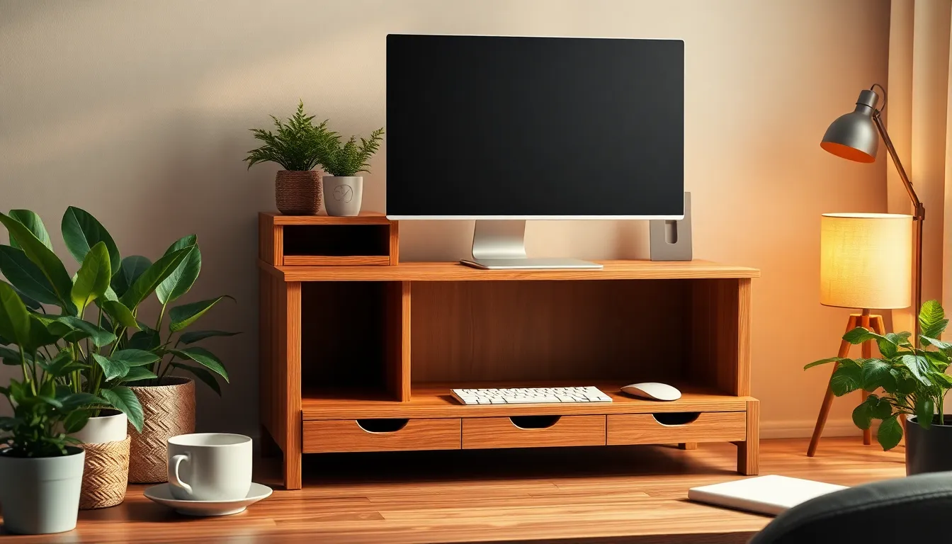 깔끔하게 정리된 책상 모습. 제스트플로우 모니터 받침대 덕분에 공간 활용도가 높아졌습니다.